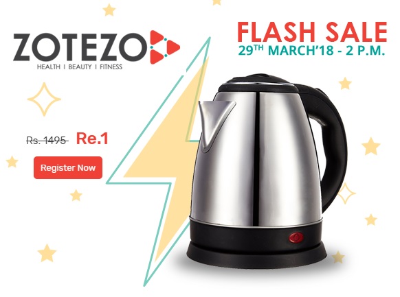 India Desire : Zotezo Re 1 Flash Sale : Buy Electric Kettle At Rs 1 [29th March @2PM]